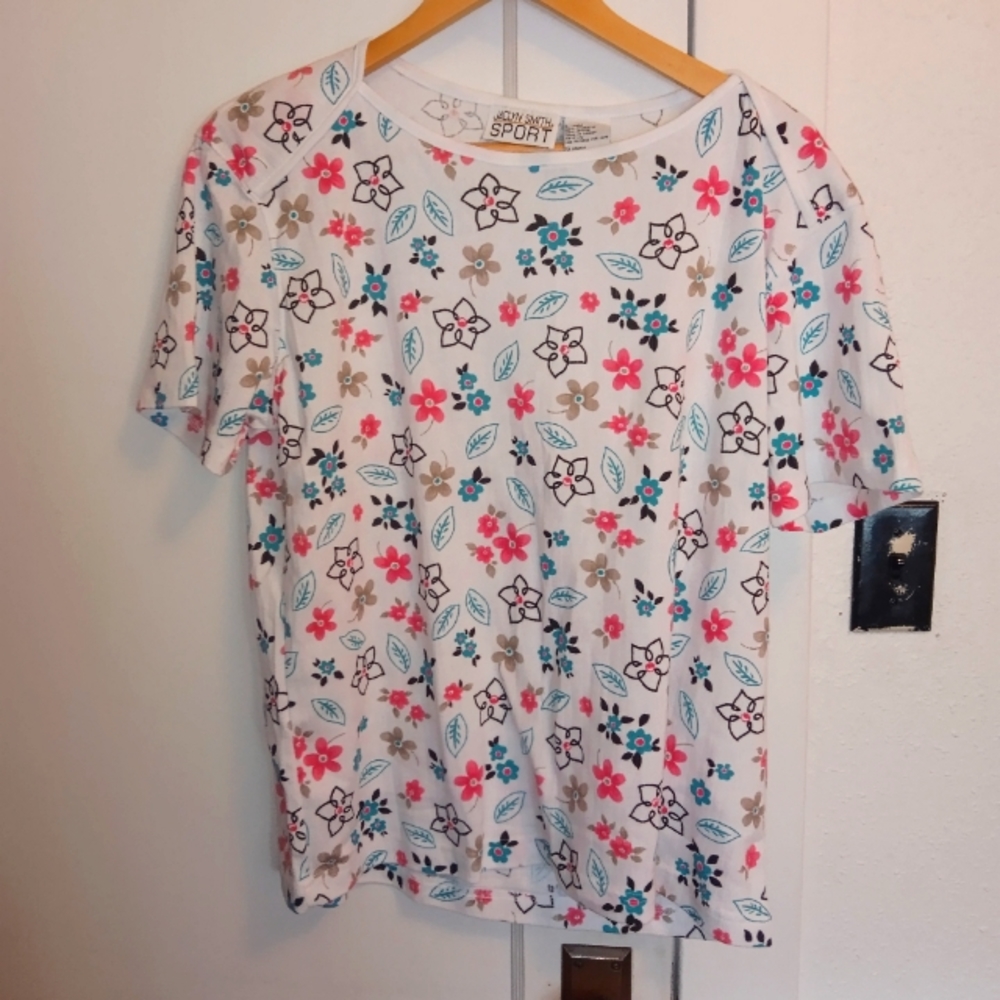 Vintage 90's Jaclyn Smith Sport Floral Top With Shoulder Pads L